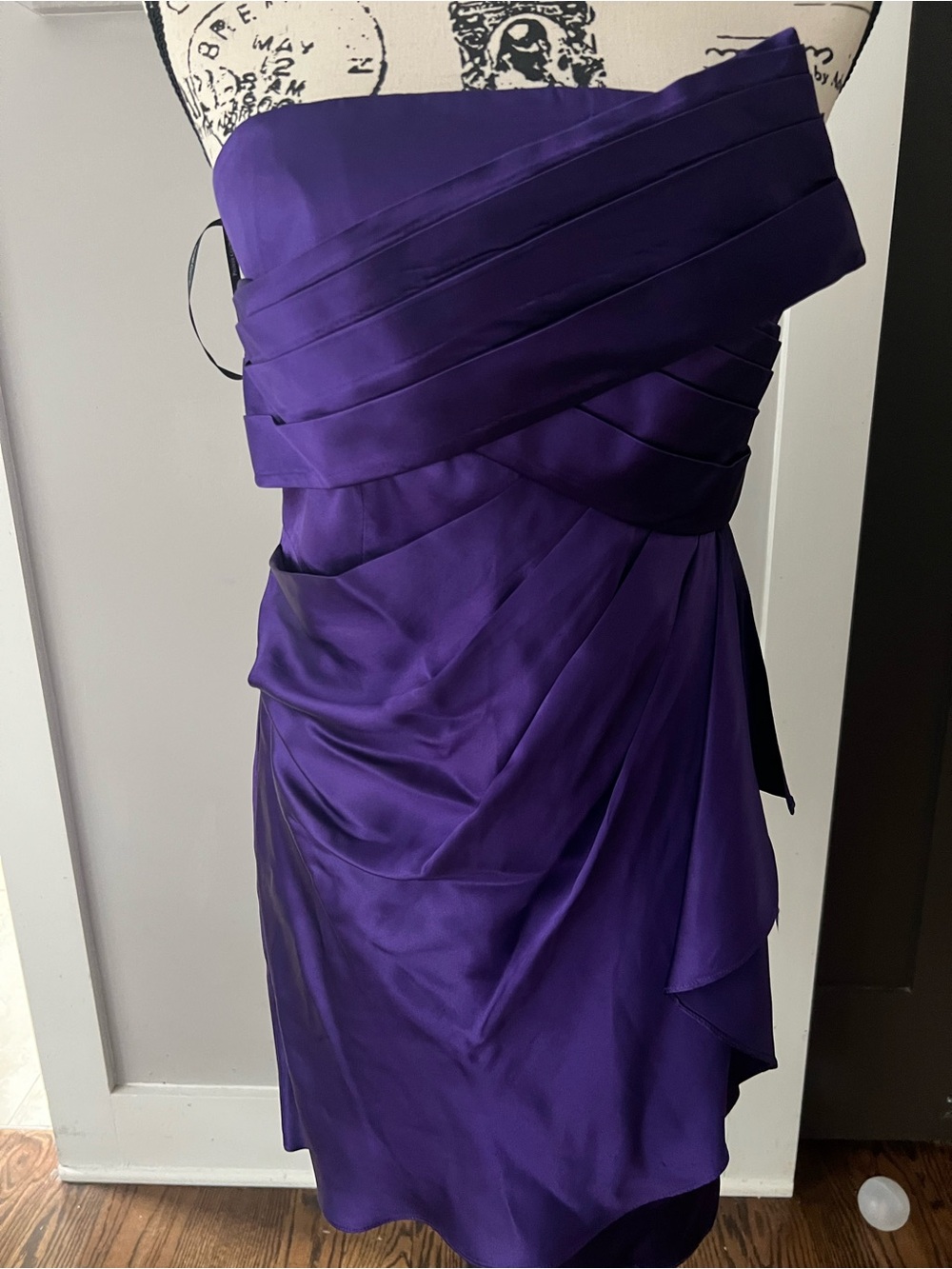 Phoebe Couture Strapless Satin Dress in Deep Purple